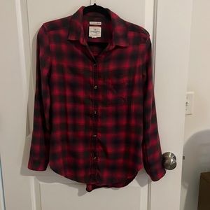 American Eagle Super Soft Boyfriend-Fit Plaid Button-Down Shirt, Size Small